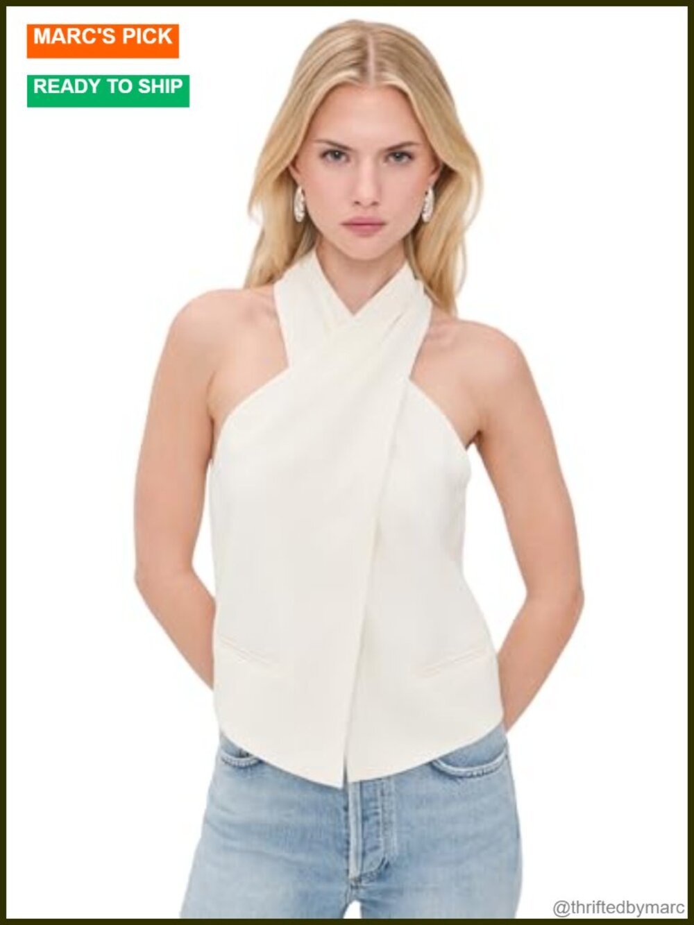 Ramy Brook Andie Crepe Halter Tank Top Cap Sleeve Relaxed Fit